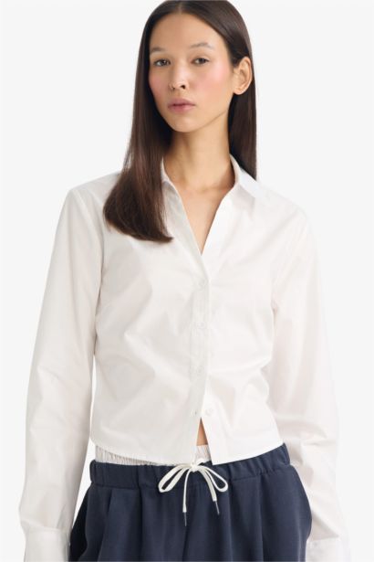 Slim Fit Shirt Collar Long Sleeve Shirt