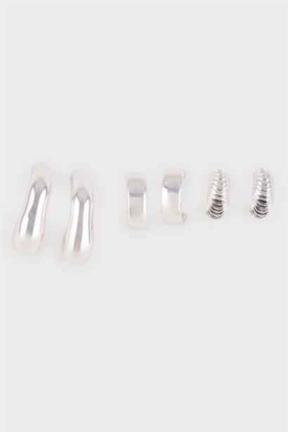 حلق فضي حريمي - 3 قطع