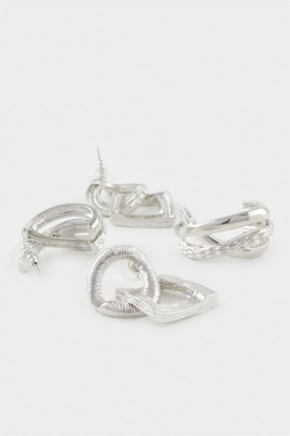 Woman 2 Piece Silver Earrings