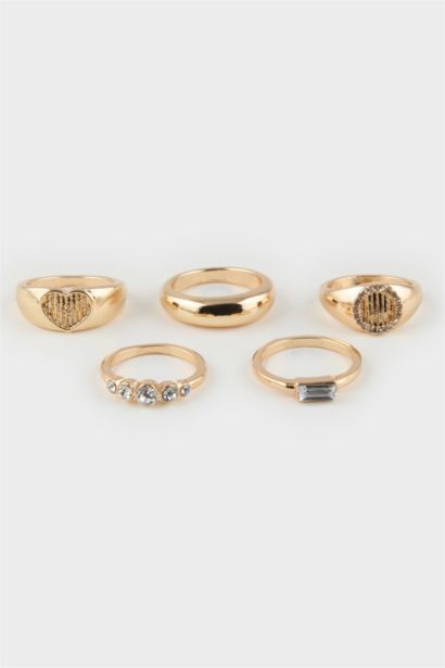 Woman Stone 5 Piece Gold Rings