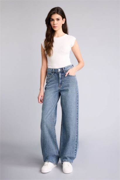 Regular Hem Denim Trousers