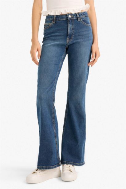 Mia Flare Fıt Normal Bel İspanyol Paça Uzun Jean Pantolon