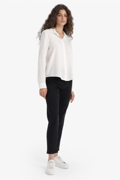 Comfort Mom Yüksek Bel Bilek Boy Jean Pantolon