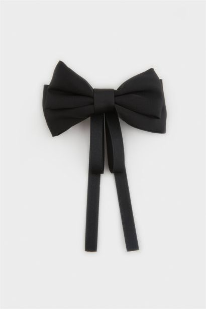 Kız Çocuk Siyah Kurdele Desenli Çıtçıtlı Toka