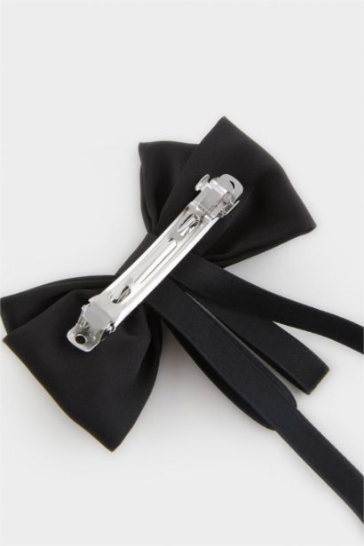 Kız Çocuk Siyah Kurdele Desenli Çıtçıtlı Toka