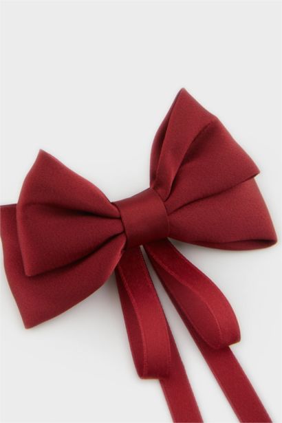 Kız Çocuk Bordo Kurdele Desenli Çıtçıtlı Toka