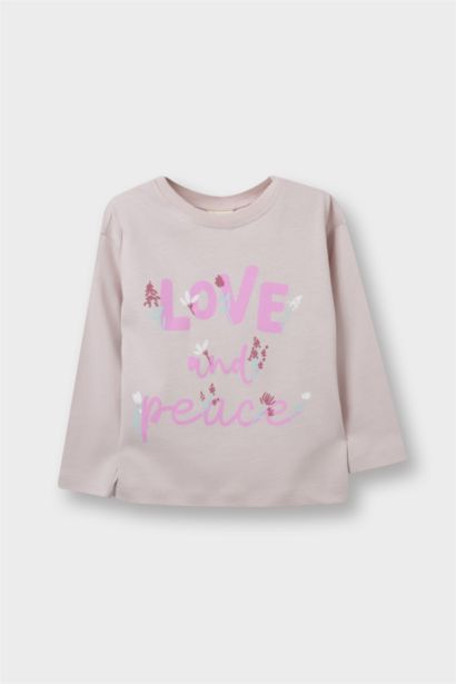 Baby Girl Crew Neck Printed Long Sleeve T-Shirt