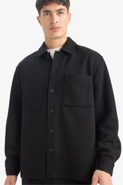 قميص ردن طويل محبوك قصة عادية