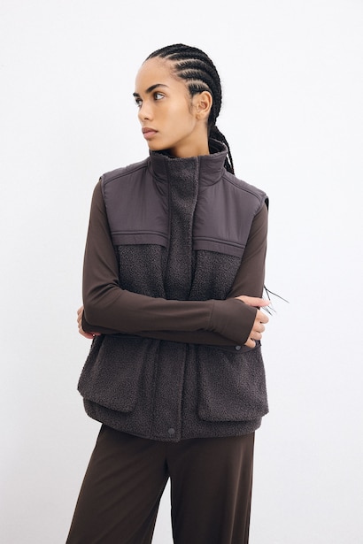 Regular Fit Windproof with Pockets Plush High Neck Jacket
