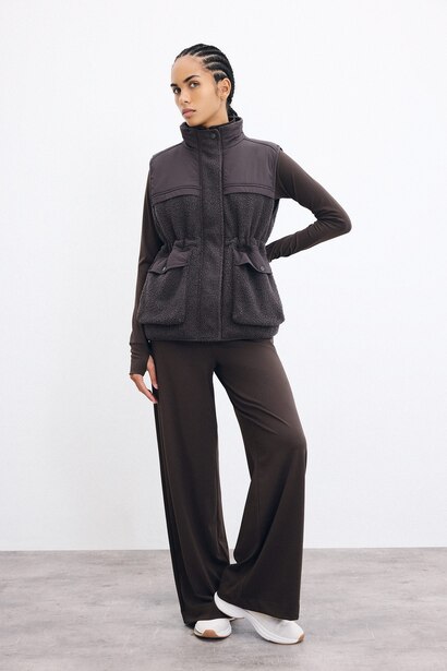 Regular Fit Windproof with Pockets Plush High Neck Jacket