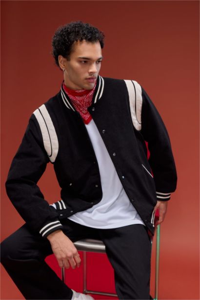 Waterproof Regular Fit College Collar Bomber Jacket