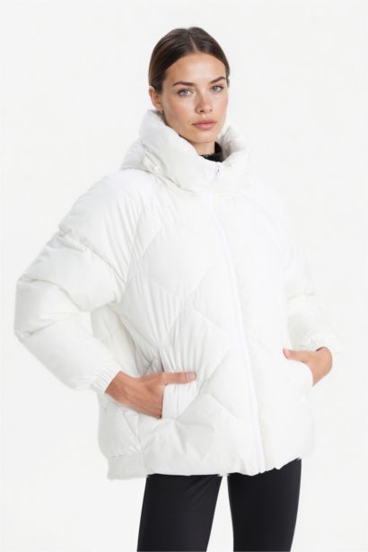 DeFactoFit Oversize Fit Pockets Hooded Puffer Jacket