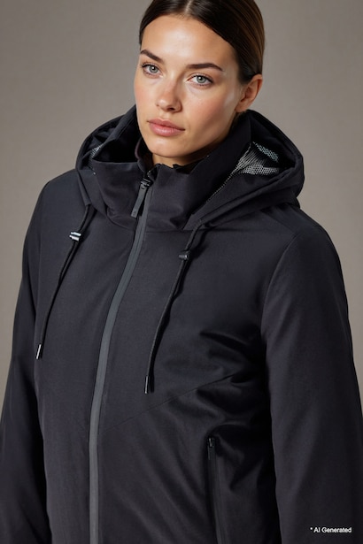 Regular Fit Hooded Zip-Up Fleece Lined Waterproof Jacket