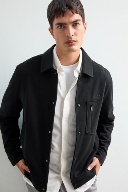 Regular Fit Çıtçıtlı Nakış Detaylı Örme Gömlek Ceket