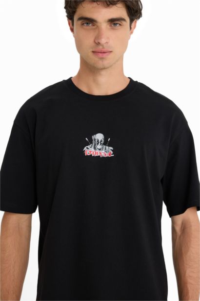 تيشيرت نص كم اوفر سايز قطن من ديدبو بطبعة من الخلف