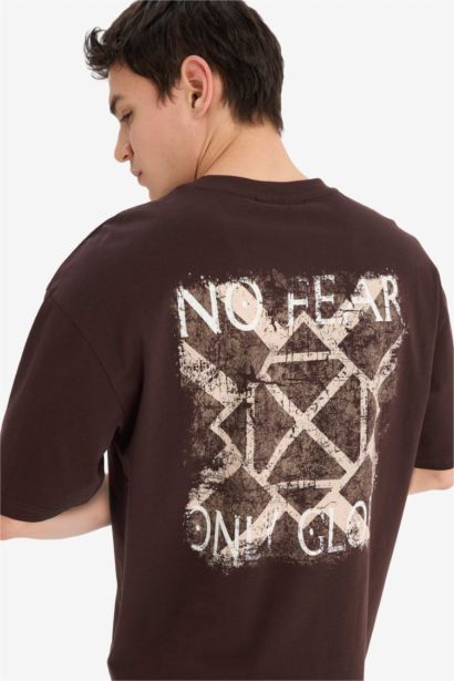 %100 Pamuk Vikings Valhalla Boxy Fit Rahat Kesim Bisiklet Yaka Sırt Baskılı Kısa Kollu Tişört