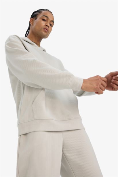 Свободный капюшонный жаккардовый свитшот