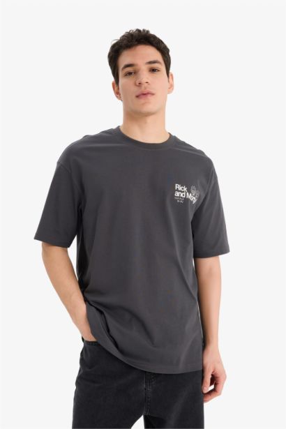 Rick and Morty Boxy Fit Printed T-Shirt