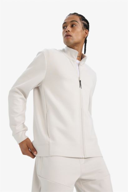 Standard Fit Scuba Fabric Zip-Up Sweatshirt