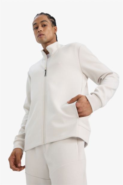 Standard Fit Scuba Fabric Zip-Up Sweatshirt