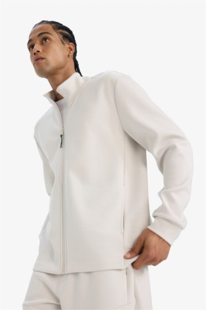 Standard Fit Scuba Fabric Zip-Up Sweatshirt