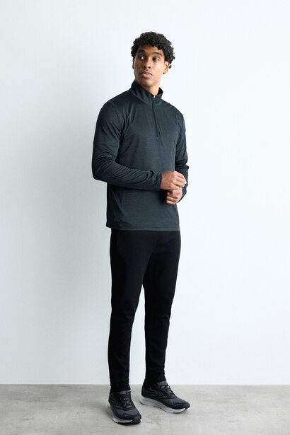Body de sport à manches longues zippé à col montant en tissu extensible respirant Coupe slim