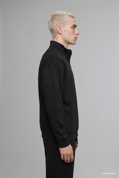 Boxy Fit Scuba Fabric High Neck Sweatshirt