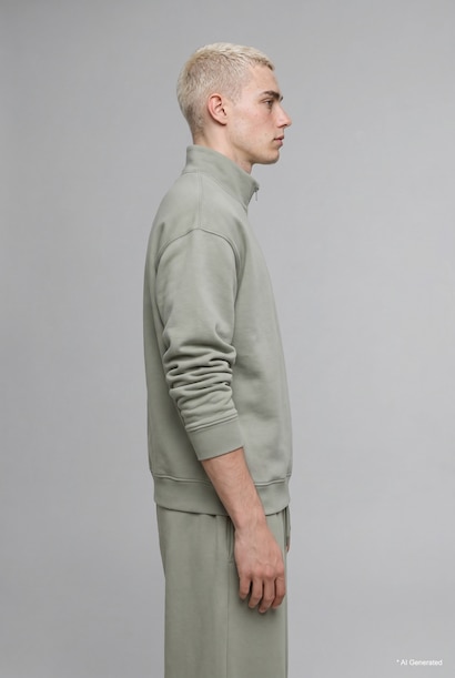 Boxy Fit Scuba Fabric Stand Collar Sweatshirt