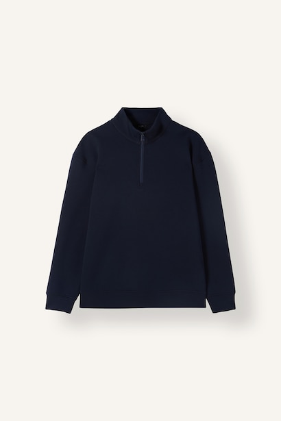 Boxy Fit Scuba Fabric High Neck Sweatshirt