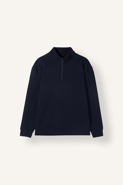 Boxy Fıt Dik Yaka Basic Sweatshirt