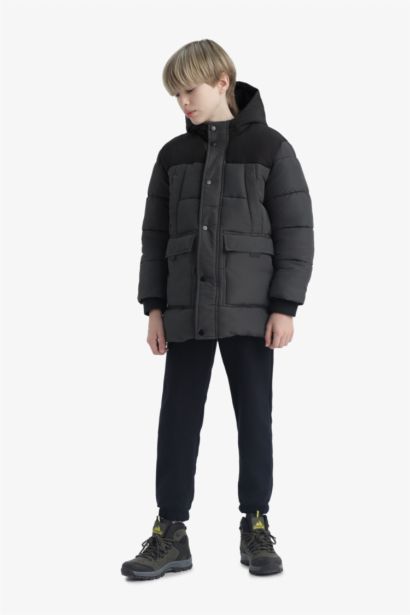 Su Geçirmez Kapüşonlu Polar Astarlı Parka Erkek Çocuk