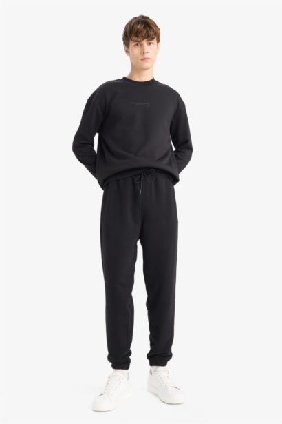 Regular Fit Beli Bağcılı Paçası Lastikli Cepli Basic Düz Jogger Eşofman Altı
