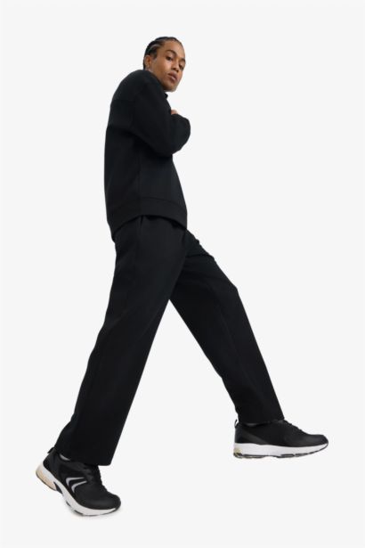 بنطلون سويت بانتس وايد ليج برجل واسع أسود