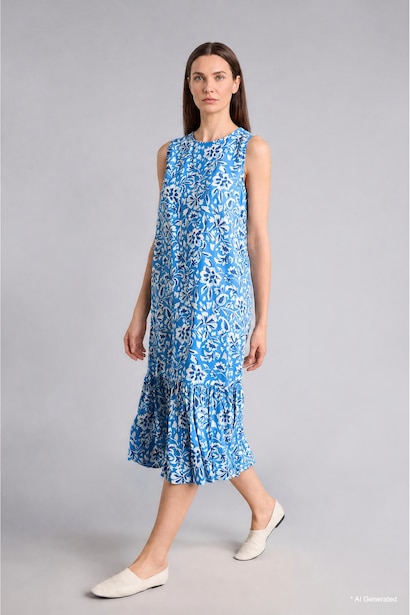 Regular Fıt Çiçekli Midi Elbise