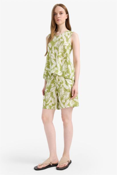 شورت قصة عادية منقوش وخصر مطاطي