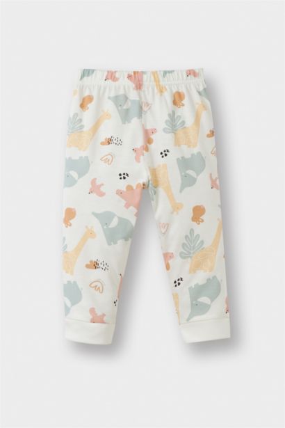 Baby Girl Dinosaur Printed Cotton Top Bottom 2 Piece Pyjama Set