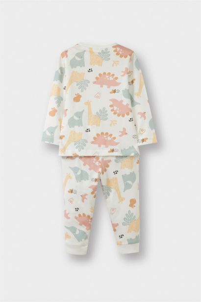 Baby Girl Dinosaur Printed Cotton Top Bottom 2 Piece Pyjama Set