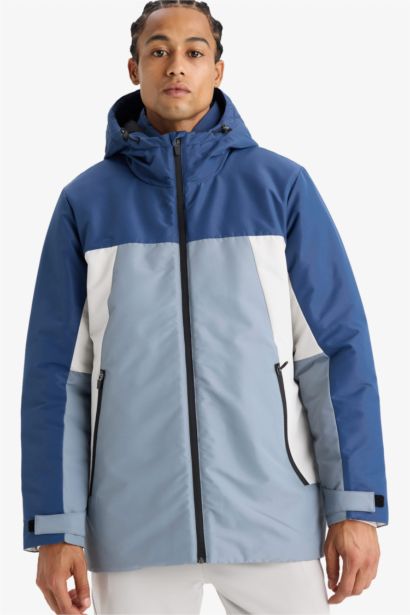 Su İtici Regular Fit Kapüşonlu Fermuarlı Rüzgar Geçirmez Mont