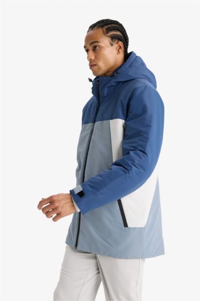 Su İtici Regular Fit Kapüşonlu Fermuarlı Rüzgar Geçirmez Mont