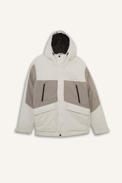 Su İtici Regular Fit Kapüşonlu Rüzgar Geçirmez Mont