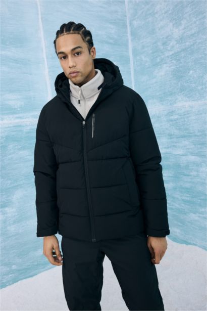 Defactofit Regular Fit Hooded Winter Waterproof Jacket