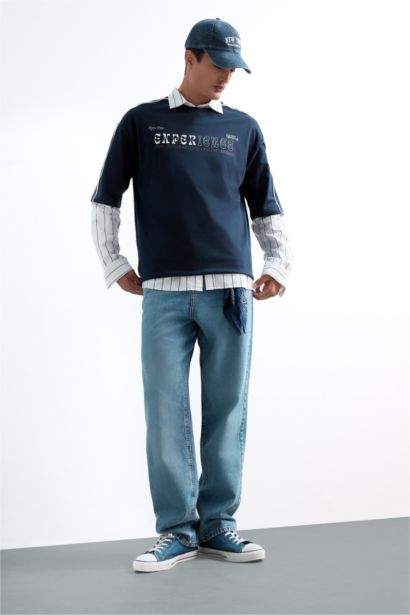 Cotton Loose Fit Crew Neck Back Print T-Shirt