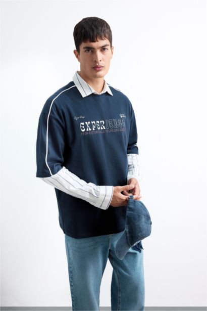 Cotton Loose Fit Crew Neck Back Print T-Shirt