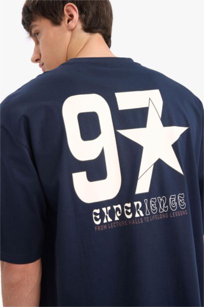 Cotton Loose Fit Crew Neck Back Print T-Shirt