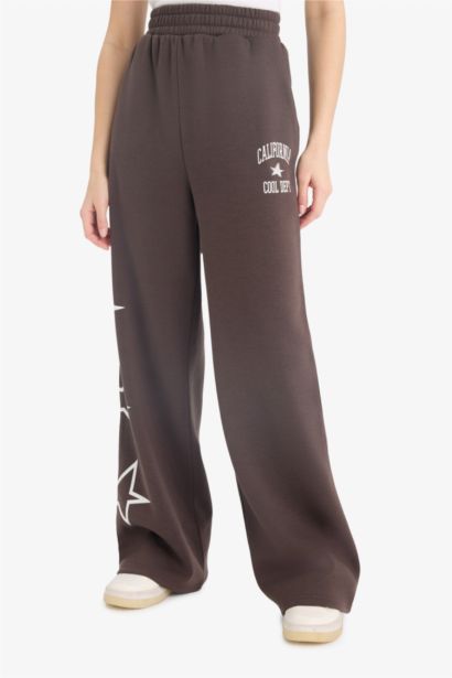 Wide Leg Thick Sweatshirt Fabric Trousers