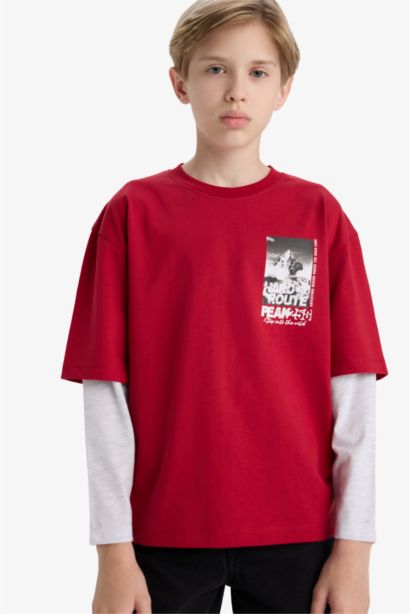 T-shirt oversize manches longues et col rond pour garçon