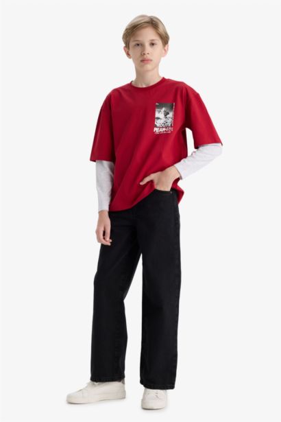 T-shirt oversize manches longues et col rond pour garçon