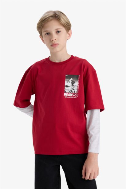 T-shirt oversize manches longues et col rond pour garçon