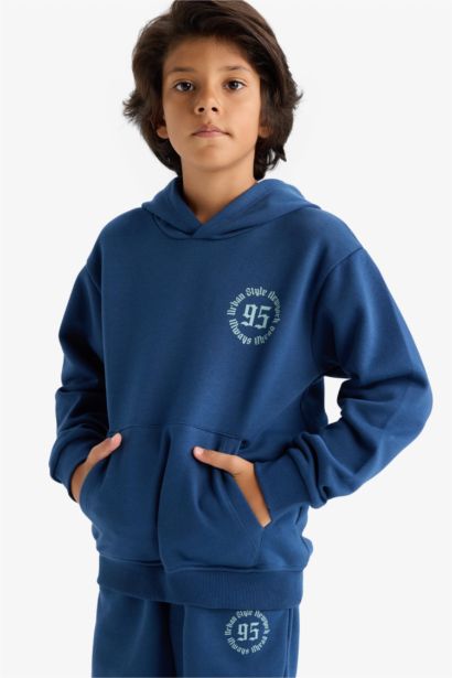 Boy Regular Fit Hooded Printed Sweatshirt