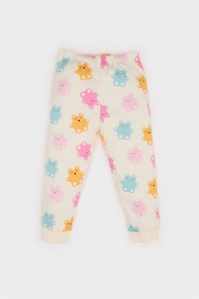 Baby Girl Bear Printed Cotton Top Bottom 2 Piece Pajama Set